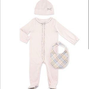 BURBERRY Jacey 3-Piece Footie Pajama Set, Pink, 6M